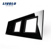 Livolo Combinatie Glasplaat 1 x Enkelpolig + 2 x Stopcontact Zwart