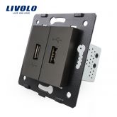 Livolo Combinatiemodule USB Aansluiting Tweevoudig Zwart