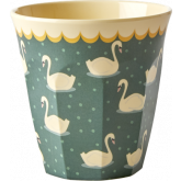 Rice Beker Melamine Swan Print Khaki