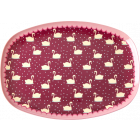 Rice Ovaal Bord Melamine Swan Print Bordeaux