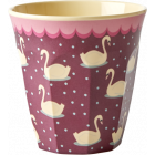 Rice Beker Melamine Swan Print Bordeaux