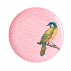 Rice Lunchbord Melamine Vintage Bird Print Pink