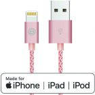 OPSO Apple Gevlochten Lightning Kabel MFI 1 m Rose Goud